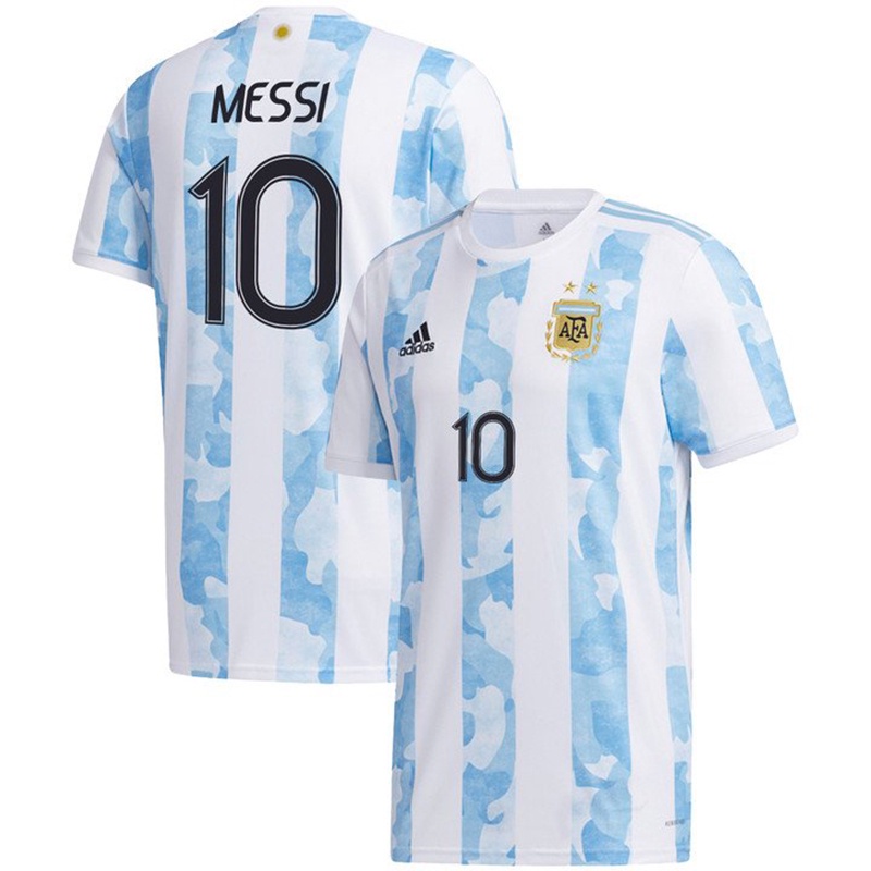 Necm 2021 Argentina #10 Leo Messi Copa-American Home Kids Football Soccer Jersey/Shorts/Socks Kit Youth Sizes