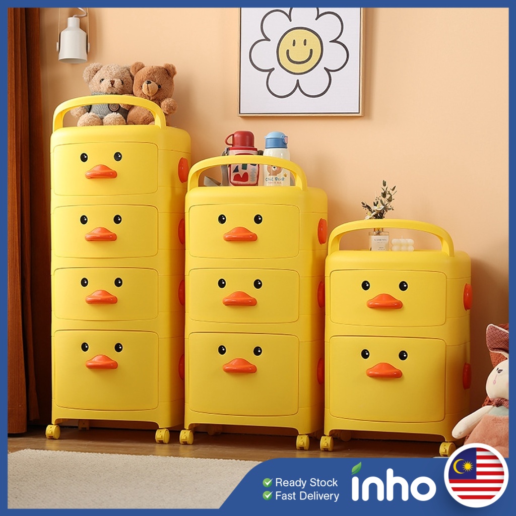 INHO 2/3/4 Layers Cute Duck Drawer Storage Toy Storage