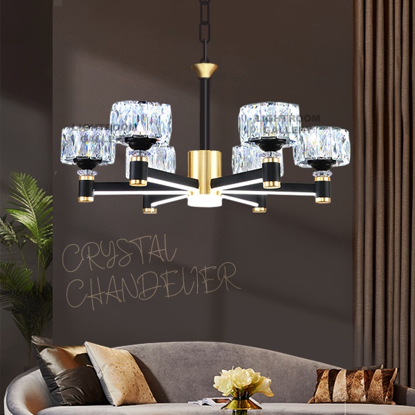 A5566/6 MODERN SIMPLE 3 COLOUR LED CHANGEABLE HANGING CRYSTAL LIGHT ...