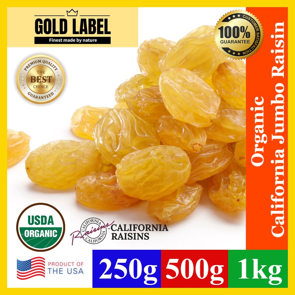 Gold Label Organic California Jumbo Golden Raisins (Unsweetened