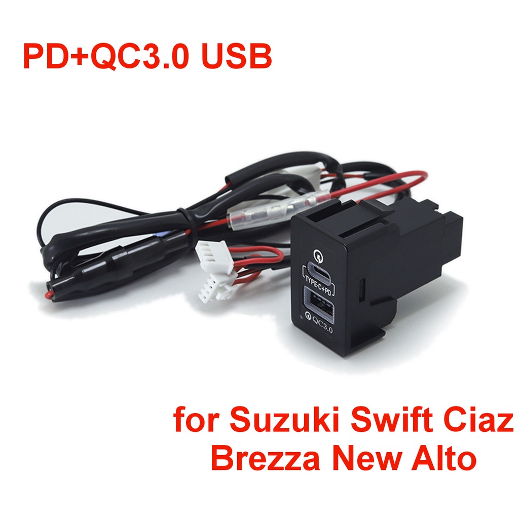 Car Quick Charger TypeC PD QC3.0 USB Interface Socket for Suzuki SX4