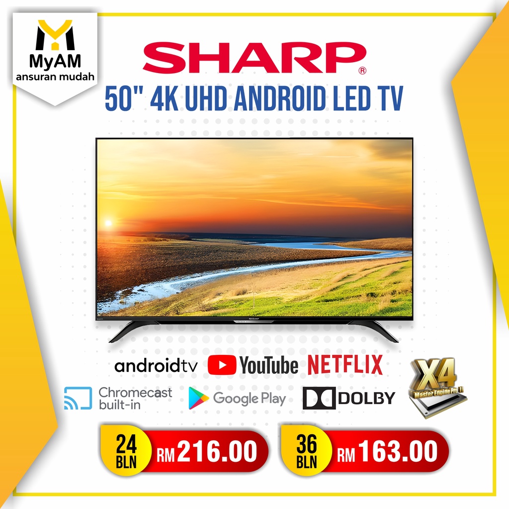 [Installment Plan] Ansuran Mudah Sharp 50" Android 4K Ultra HD Smart