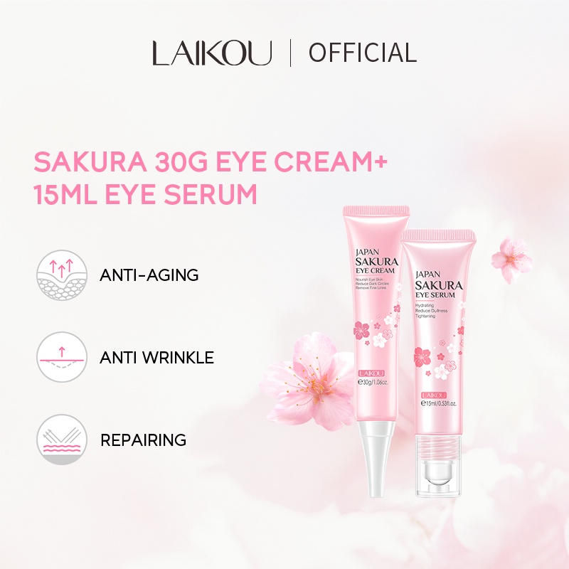 LAIKOU Japan Sakura Eye Roller Serum Eye Cream Fade Panda Eye Dark