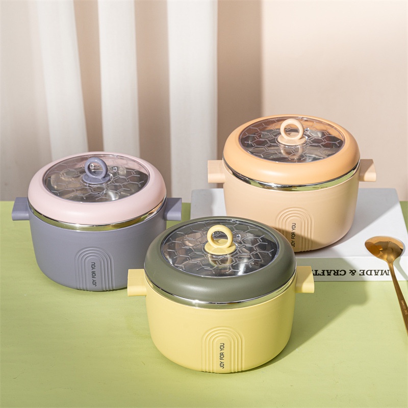 Large capacity food grade stainless steel lunch box, Korean lunch box, Round, Student insulated