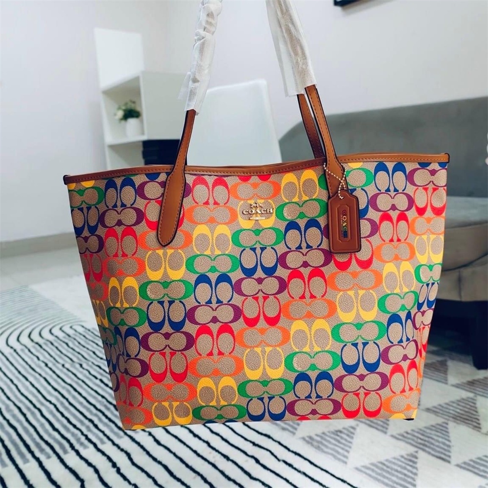 Coach C4181 City Tote Bag in Rainbow Signature Canvas Women Shoulder  Shopping Handbag 4181 C1316 | Shopee Malaysia