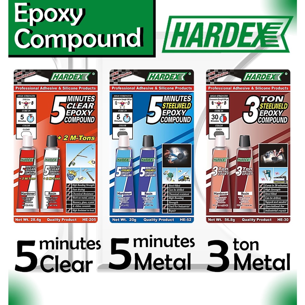 Hardex 5 Minutes Clear Epoxy Compound / 5 Minutes Steelweld Epoxy