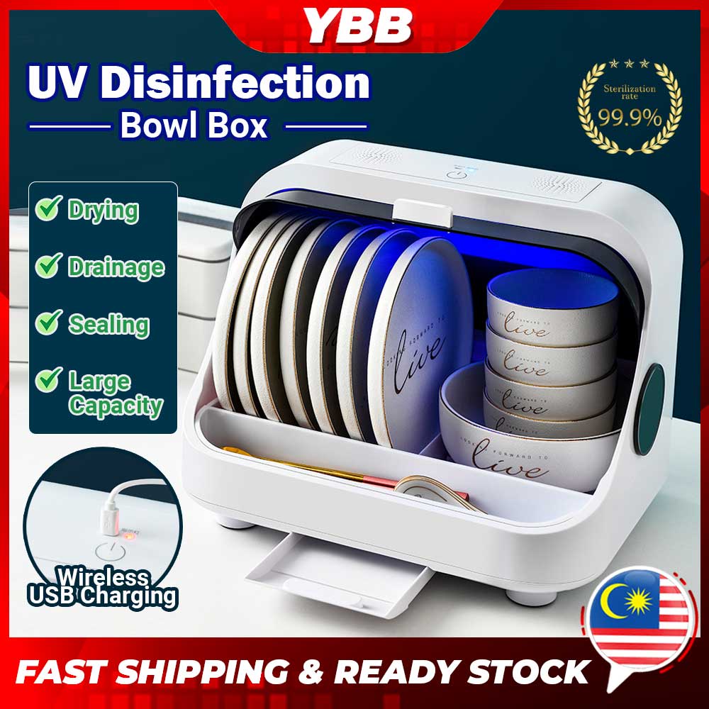 YBB UV Kitchen Dishes Rack Dishware 消毒碗架 Drain Dish Rack Bowl Box with ...