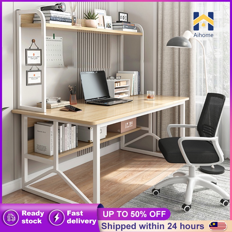 【NEW】Computer Table &Book Shelf Meja Belajar Student Study Desk Writing ...