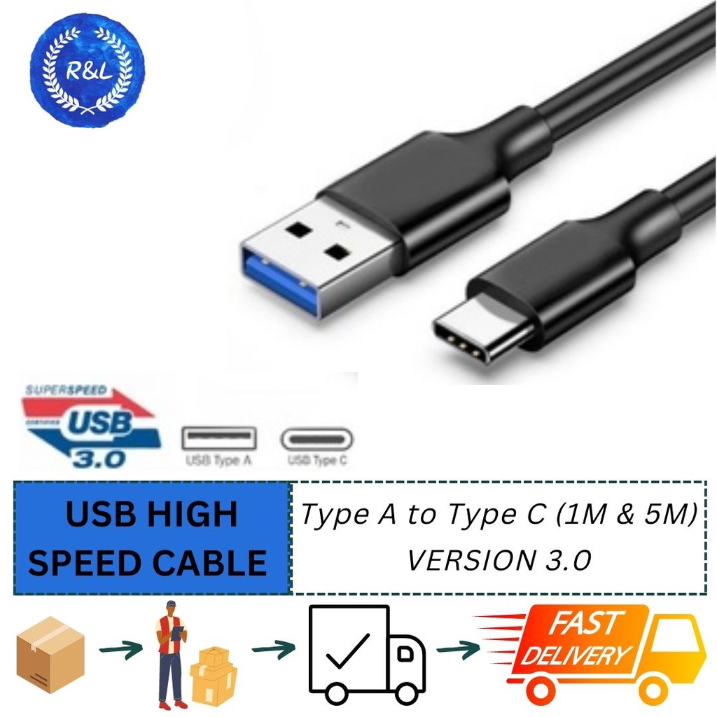 USB Type A Male to USB Type C Male Version 3.0 USB High Speed Cable ( 2