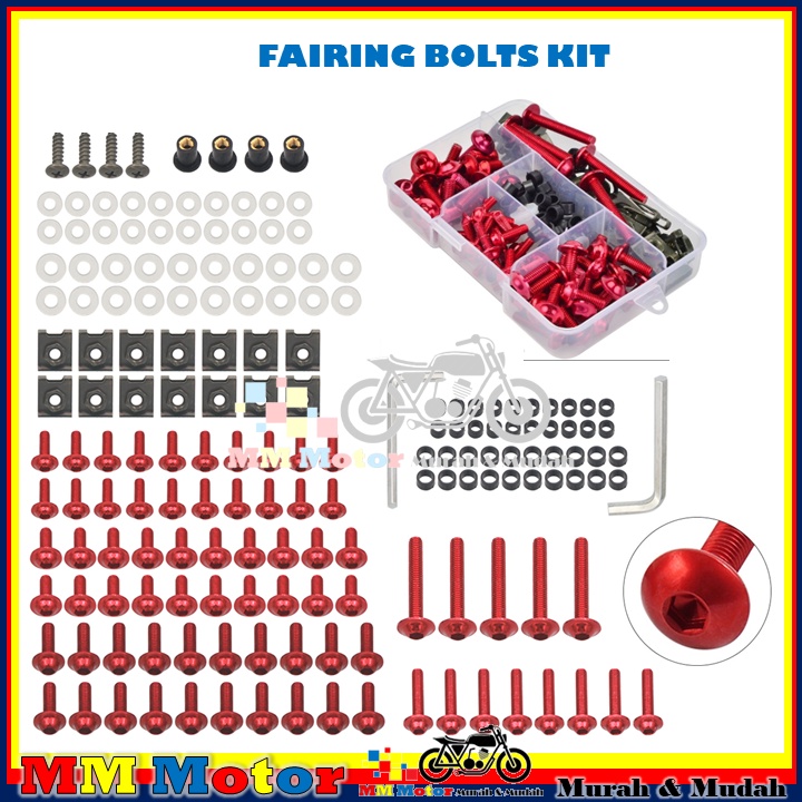 177 PCS MOTORCYCLE FULL FAIRING BOLT KIT SET CNC ALLOY M6 M5 BODYWORK ...