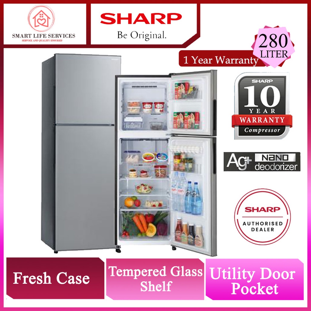 Sharp 280L/320L/380L/410L 2Door Stainless Metal Fridge JTech Inverter