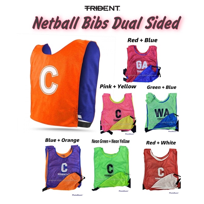 Trident Double Sided Netball Bibs Reversible Bib Bola Jaring Dua Sisi