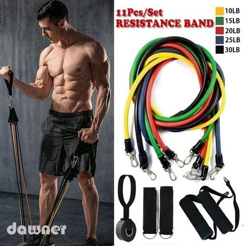 🔥KUALITI PADU🔥 SET 11 PCS TALI TARIK OTOT AKTIVITI GYM BINA BADAN SET  RESISTANCE BAND BODY YOGA NATURAL RUBBER PULL ROPE