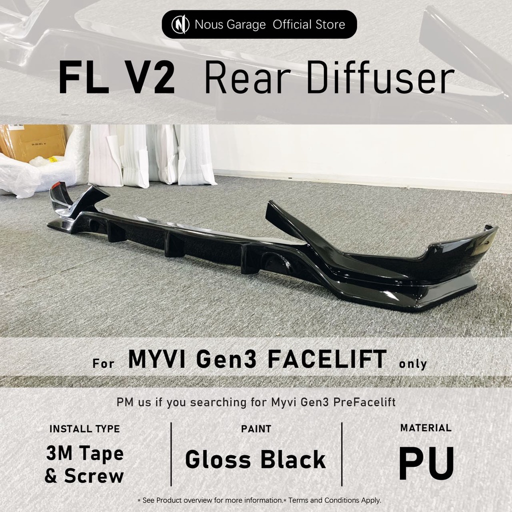 [ Myvi Gen3 2022 Facelift ] - Rear Diffuser V2 PU material with gloss ...