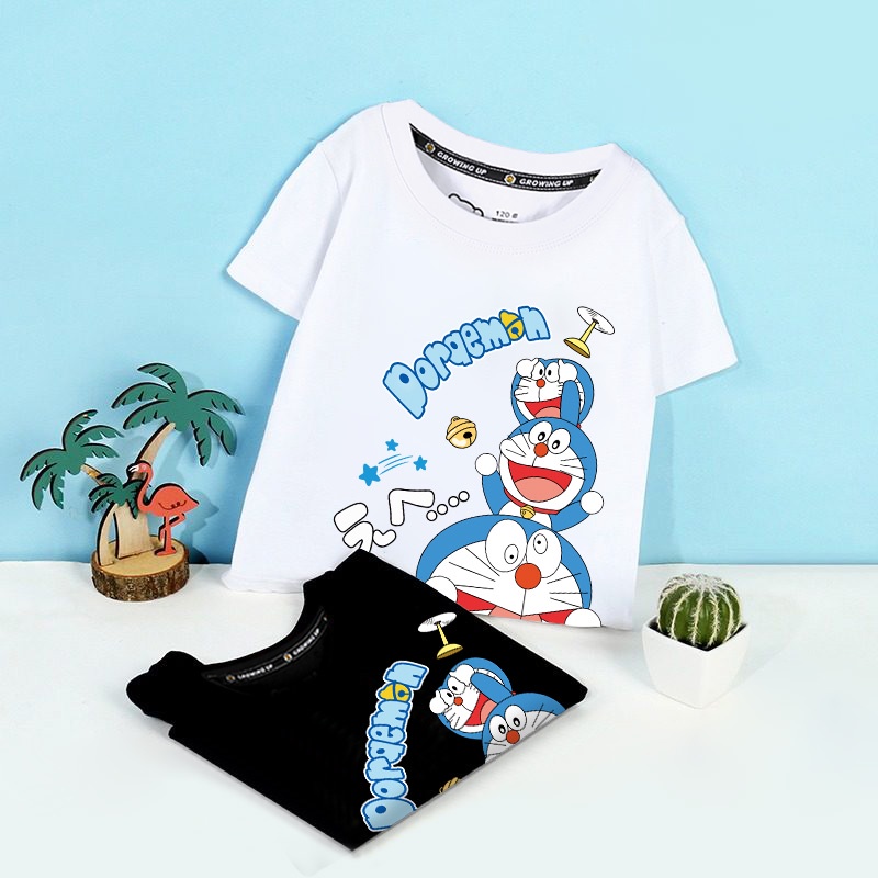 100 COTTON Doraemon Boys' Tshirt ShortSleeved Summer Clothes 2022 New