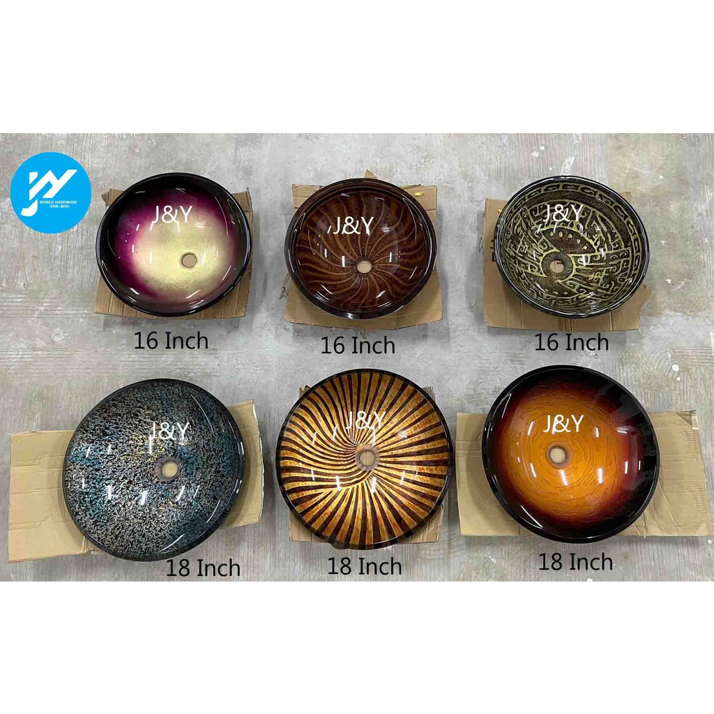 Modern Wash Face Wash Basin Temple Glass Top Mount Basin Wash Basin