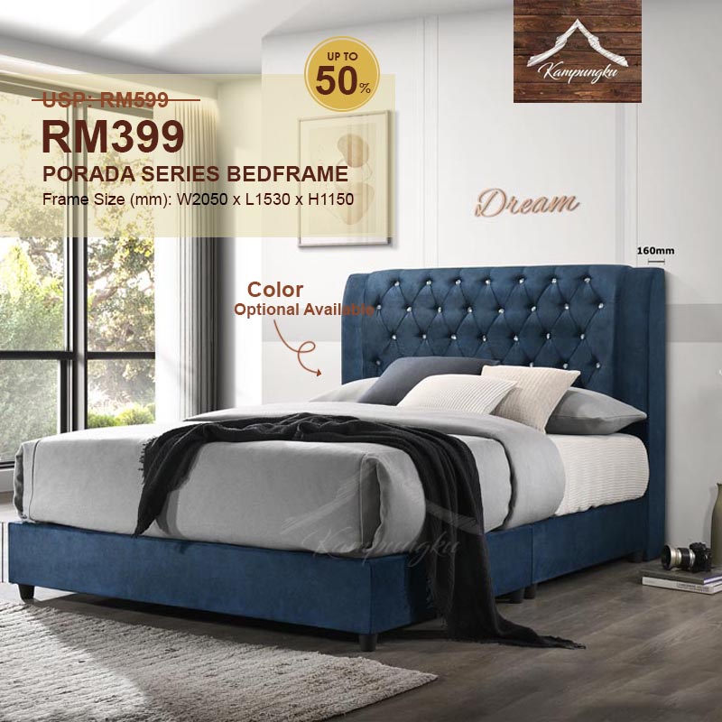 Kampungku Divan Set Queen King Size / Katil 5 Kaki / Divan Fabric Bed