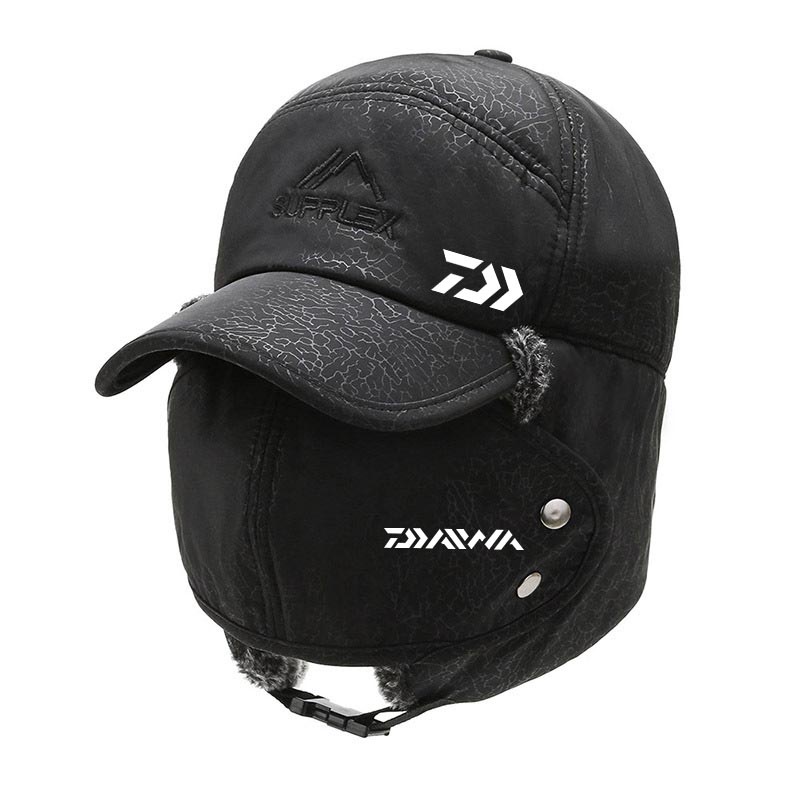 DAIWA Winter Warm Men Outdoor Fishing Cap Ear Protection Face Windproof  Waterproof Ski Cap Velvet Thick Bike Fishing Hats