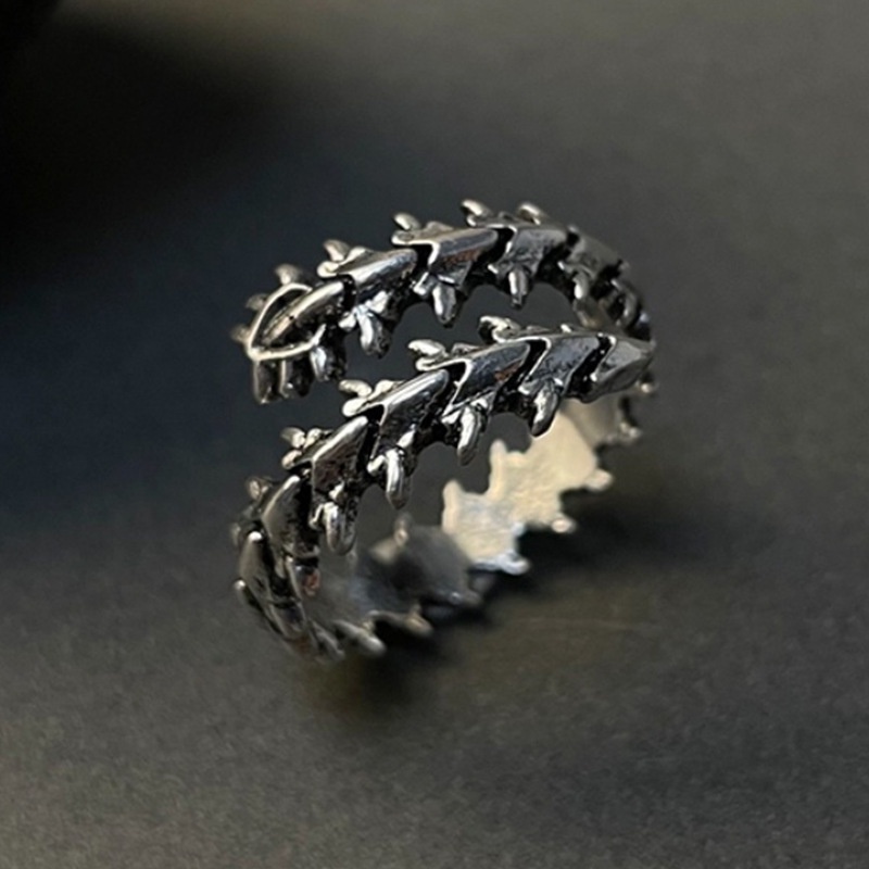 Euro American Punk Gothic Skull Spine Men's Ring Opening Adjustable ...