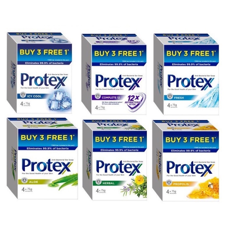 Protex Antibacterial Bar Soap 75g x 4 (Eliminates 99.9 bacteria