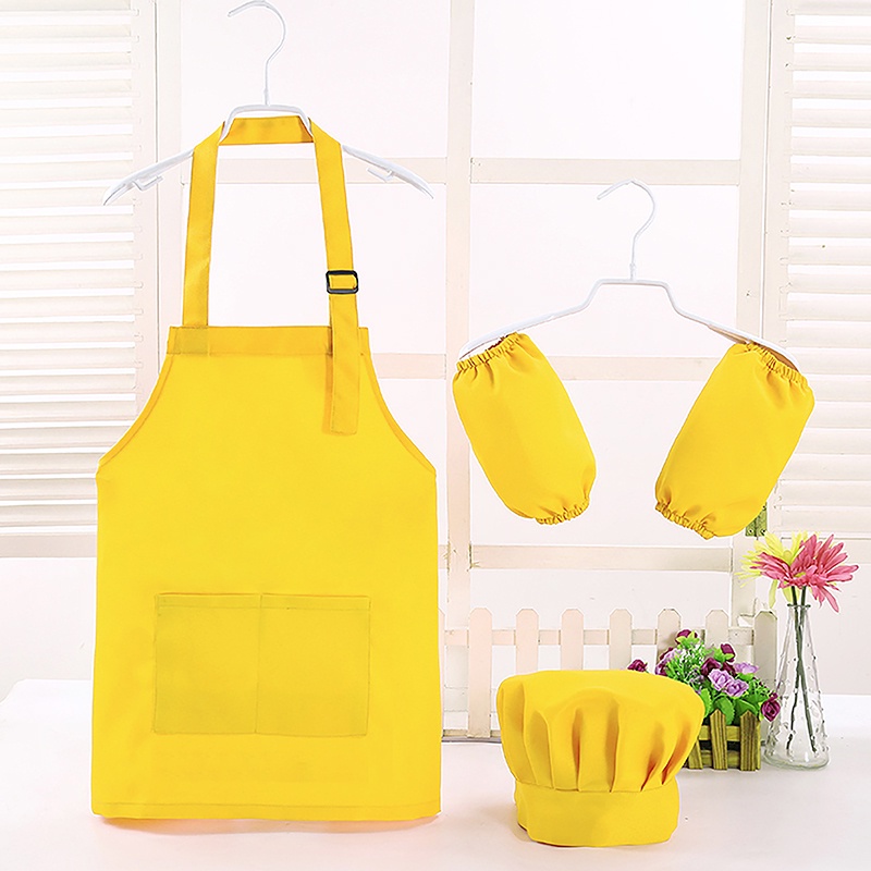 . Topi chef kanakkanak dan apron tiga keping set pembakar kanakkanak