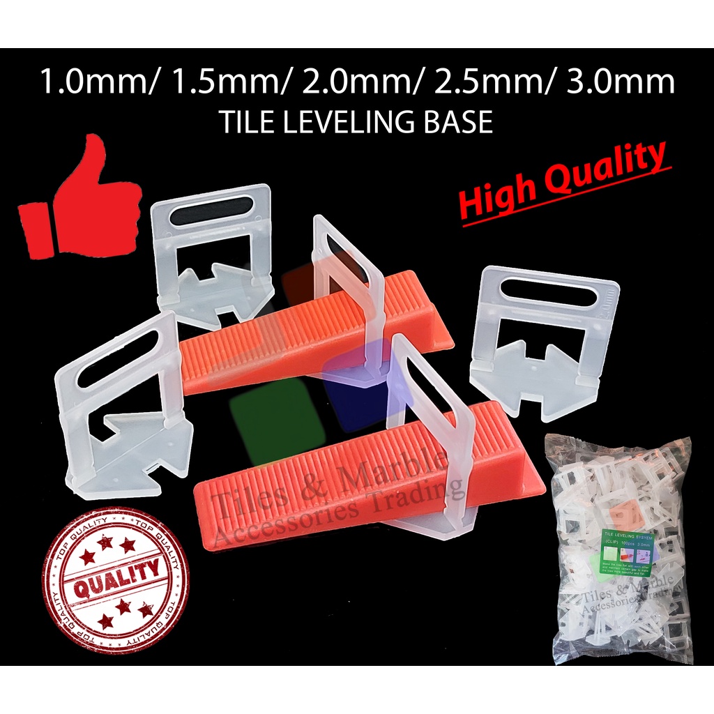 HIGH QUALITY ±100 PCS 1,1.5,2.0,2.5,3mm Tile Leveling Base Tile Spacer ...
