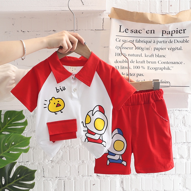 Snoopy children's clothing boys' suits summer pure cotton short