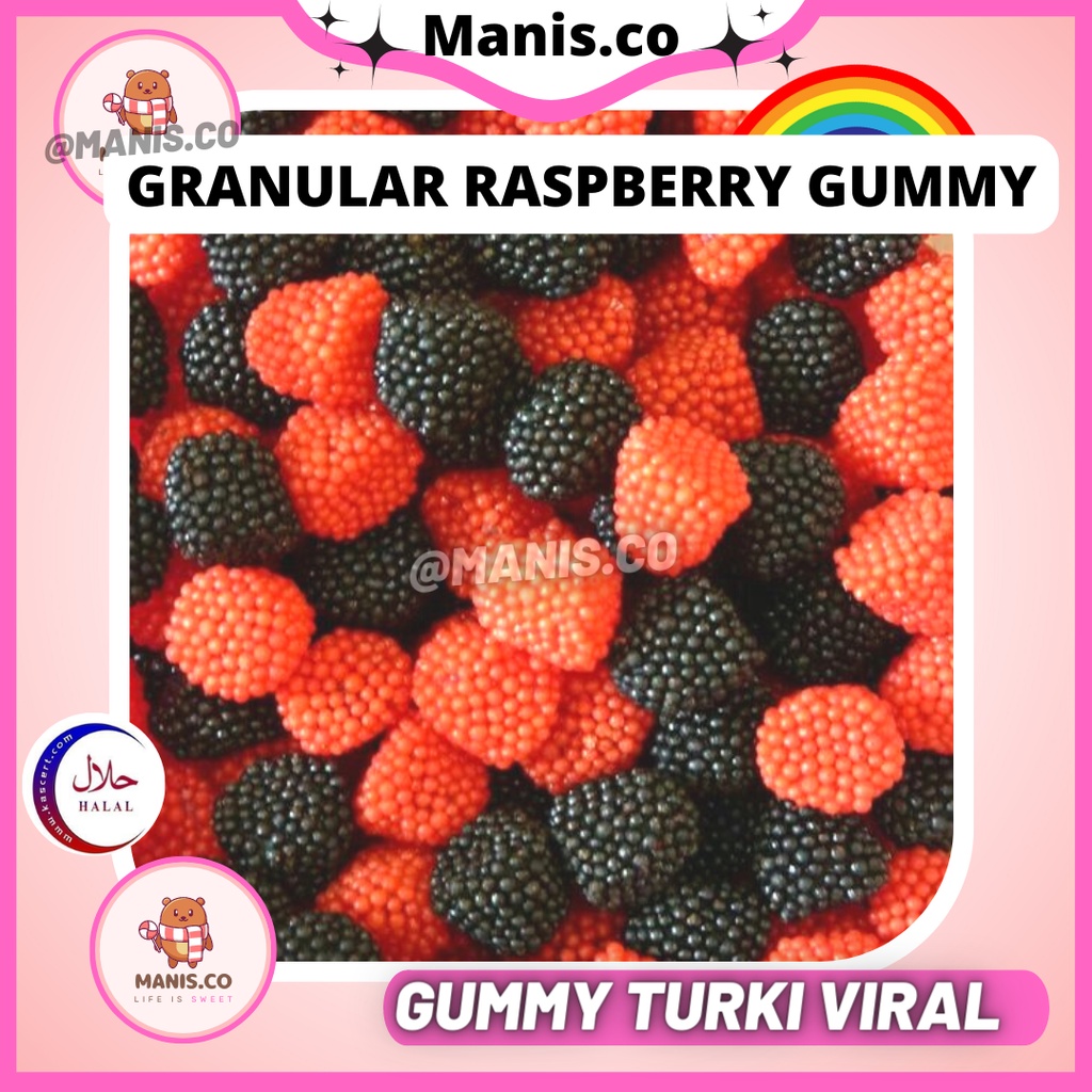 [Granular Raspberry] Sweet Berries Candy Halal Gummy Bebeto Haribo Snack Gummi Jelly Jajan