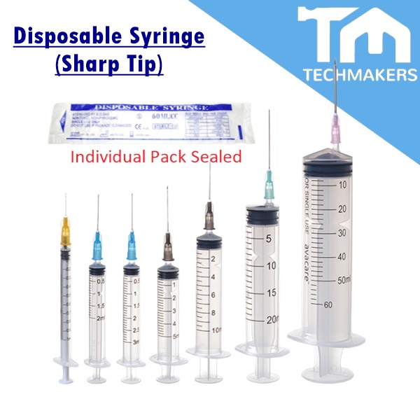 1mL/3mL/5mL/10mL/20mL/50mL Sealed Disposable Syringe Needle Sharp Tip for Ink Refill Glue Dispense Solder Flux Paste Oil