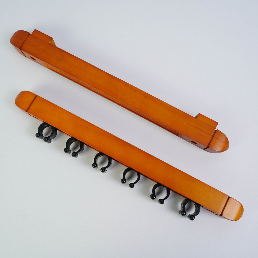 GR8 Billiards Double Layer Cue Rack 6 Maple Wood Wall Clip 6 Cues ...