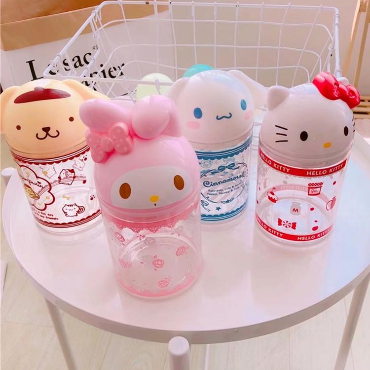 MINISO Cotton Buds Storage Candy Container 410ml 名创优品三丽鸥桌面翻盖收纳桶杂物糖果收纳罐 ...