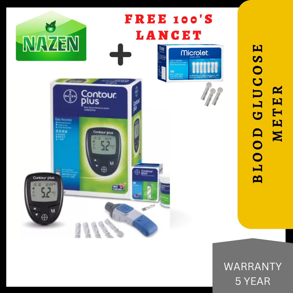 Bayer Contour Plus Blood Glucose Test Monitoring Meter With 25's Test ...