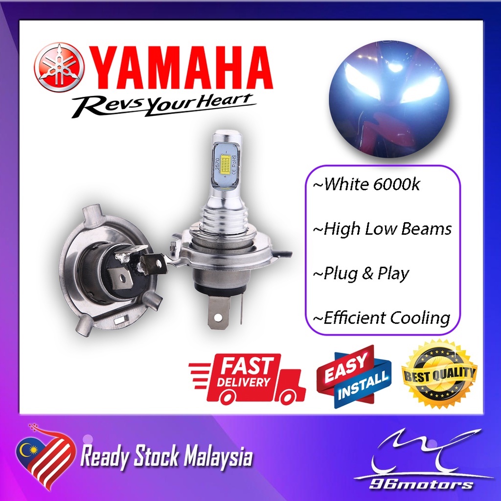 Yamaha Motorcycle Headlight Led Bulb High Low Beams 6000k White H4 For