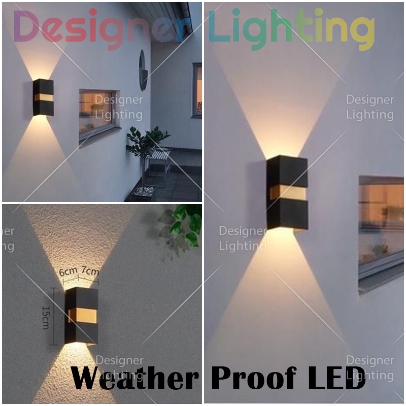 Designer Outdoor Wall Lamp LED Light Up Down Light 2 Way Effect Weather ...