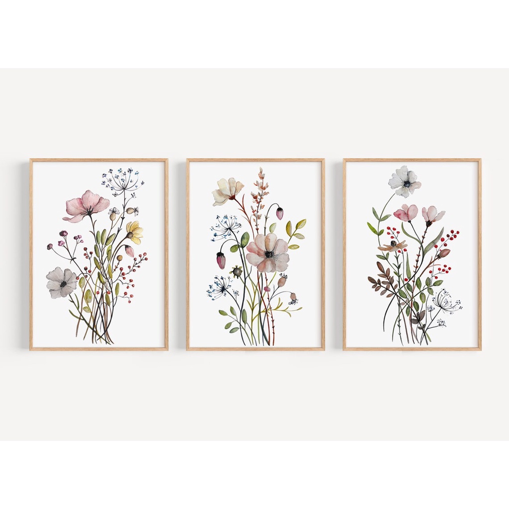 Wildflower Prints Floral Wall Art Botanical Watercolor Flower Wall Art ...