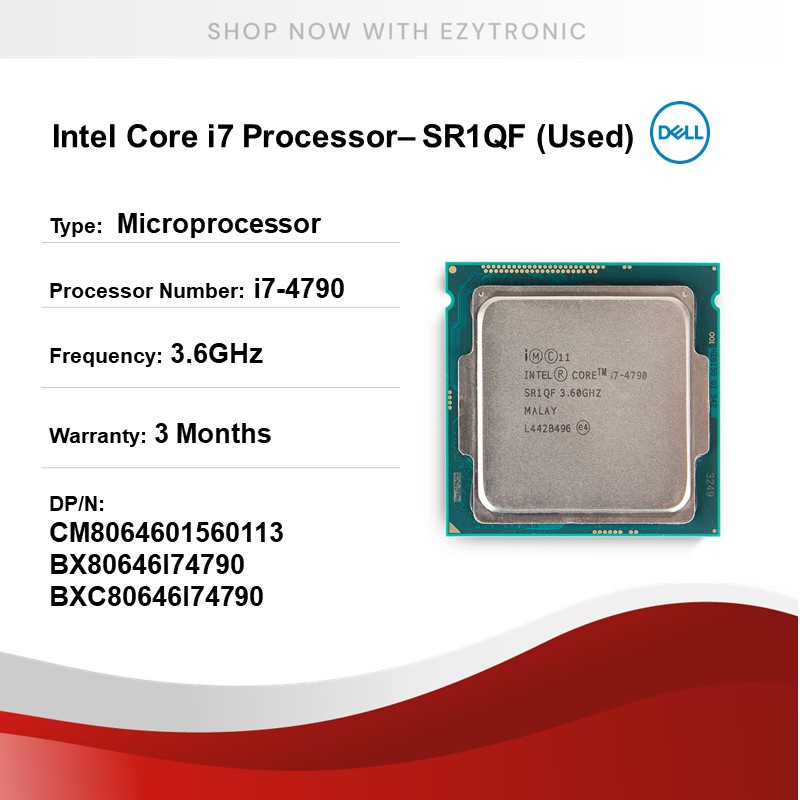 Intel Core I7-4790 4 Cores 3.6 GHz Processor Pulled Out Units