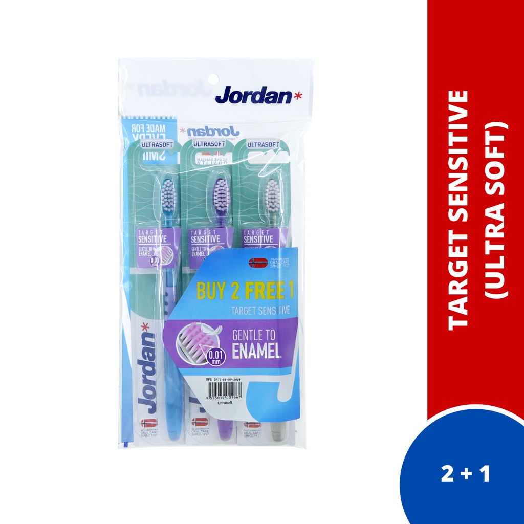 Jordan Target Sensitive Toothbrush Buy 2 Free 1 Value Pack (UltraSoft ...