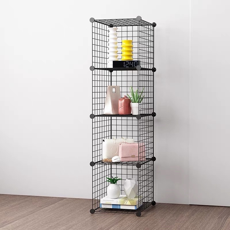 DIY Storage Rack Cube Cabinets Grids Panel Iron Metal Shelf Organizer ...
