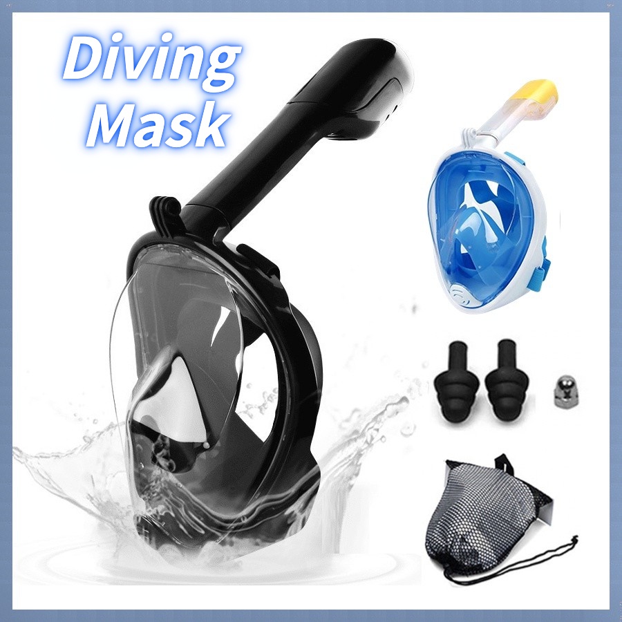 Diving Mask Swim Mask Topeng Snorkeling Berenang Anti Fog Full Face ...