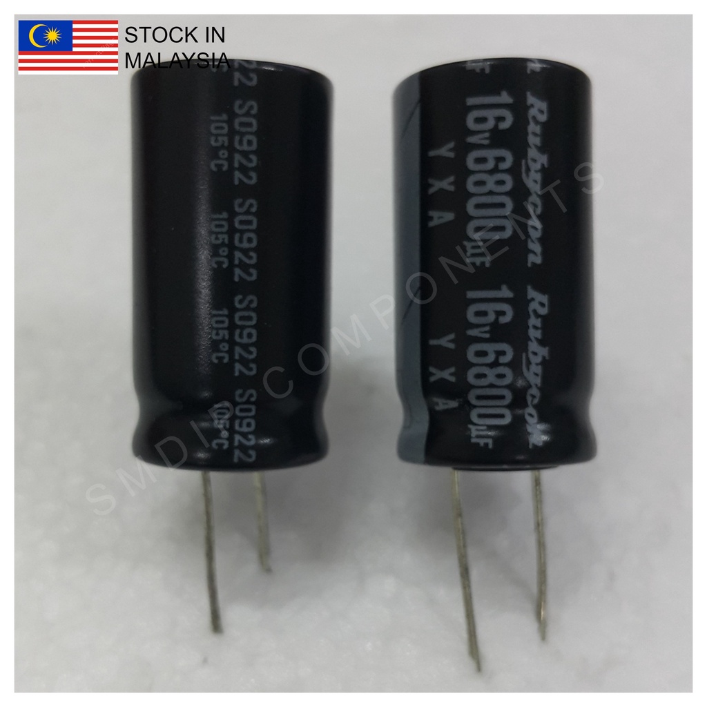 5x 25V 6800uF Aluminum Electrolytic Capacitors – 105°C, 16x30mm, Radial, ±20%