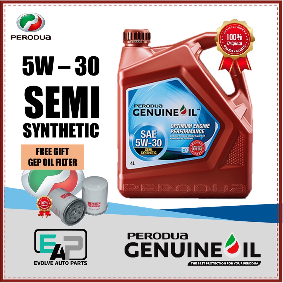 PERODUA GENUINE OIL 4 Liter 5W-30 Semi Synthetic Engine Oil | Shopee ...