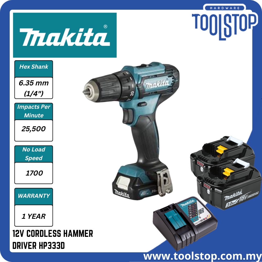 MAKITA 12V CORDLESS HAMMER DRIVER DRILL HP333D | Shopee Malaysia