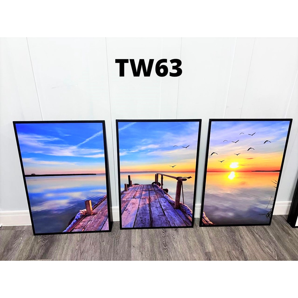 Ready Stock 3 Pieces 60x40cm Wood Frame Painting Minimalist Decorative