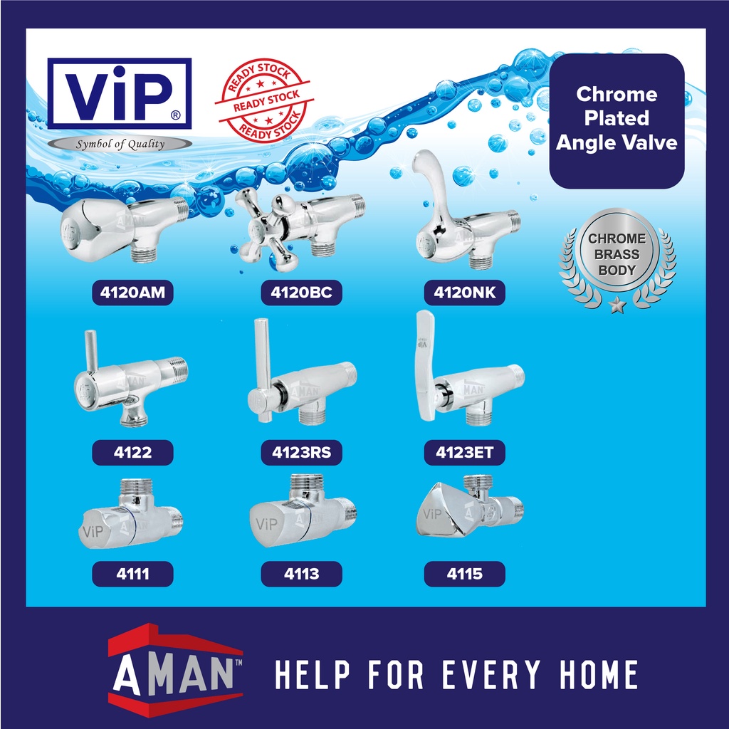 ViP Chrome Plated Brass Body Quarter Turn Angle Valve One Way Valve ...