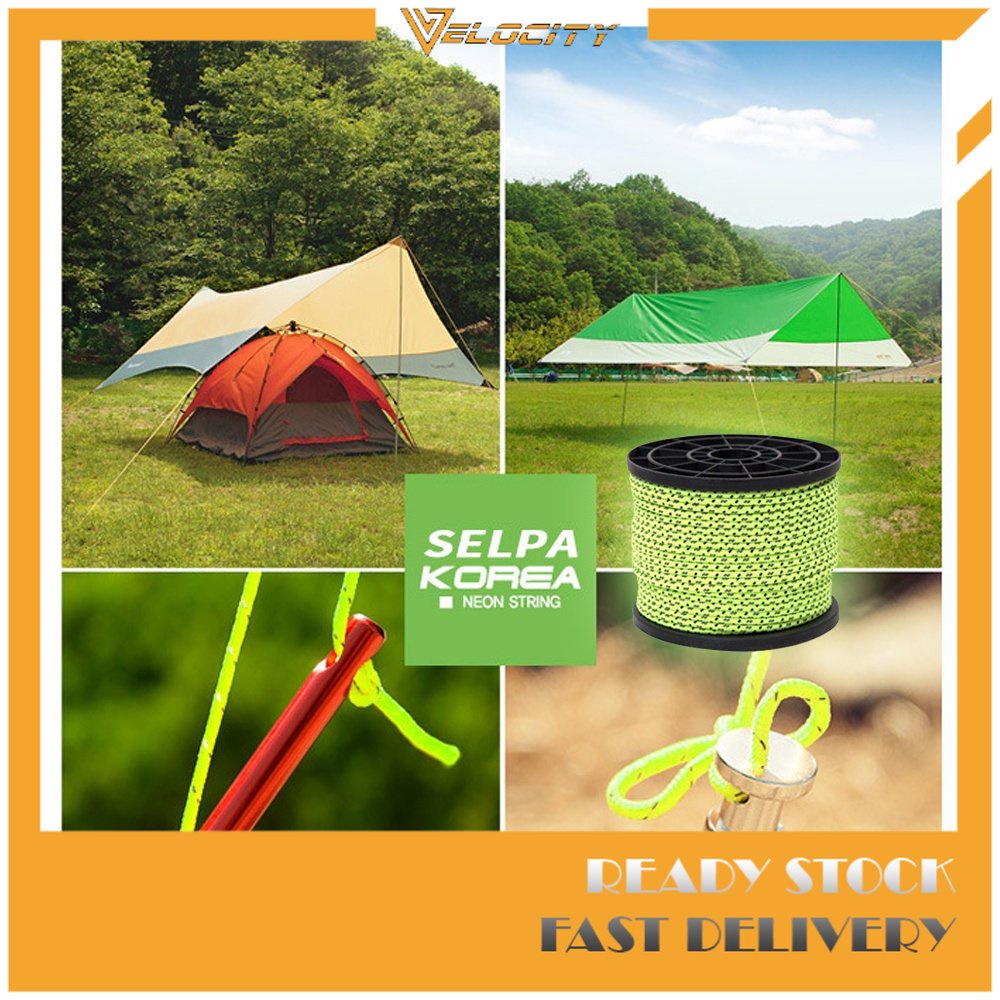 VELOCITY 50 meter tali high-density multifunctional camping reflective rope  tent canopy paracord windproof 4mm parachute