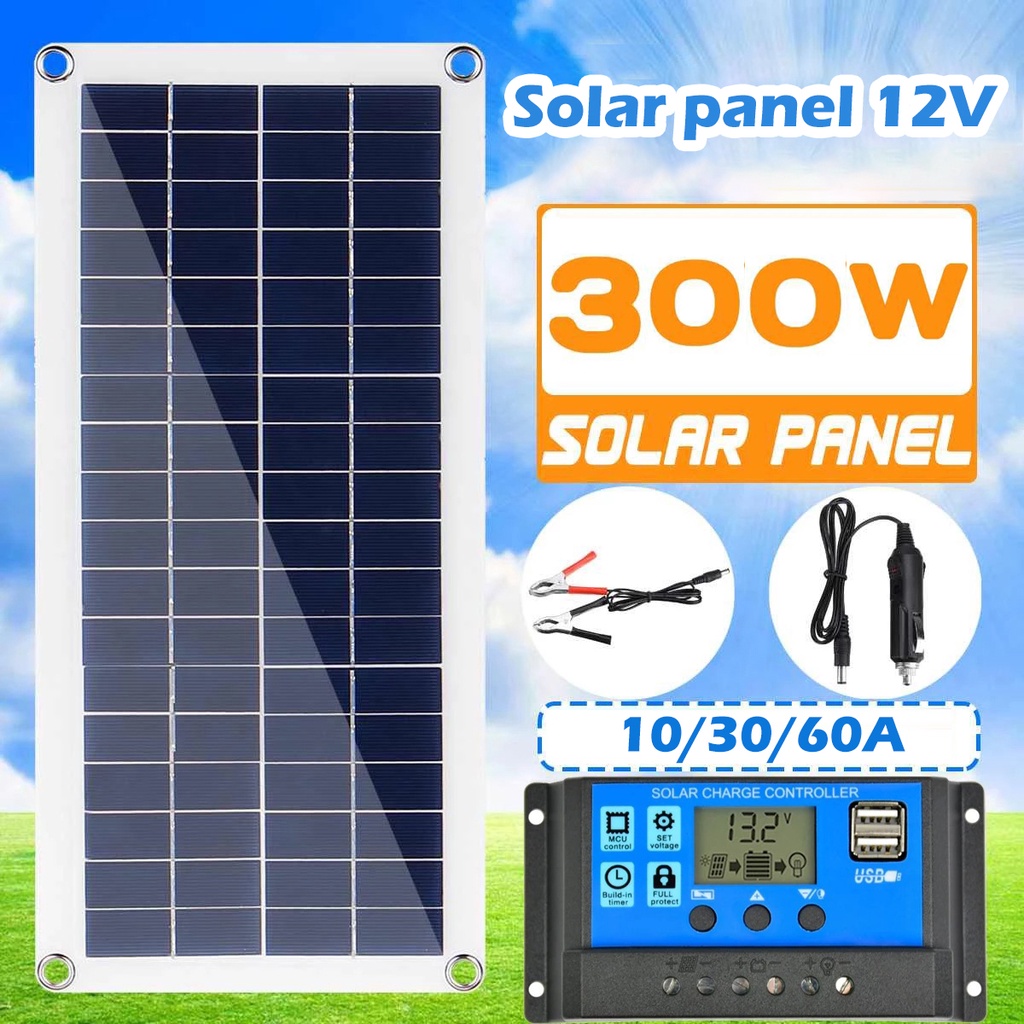 300W Solar Panel Kit Complete 12V USB With 1060A Controller Solar