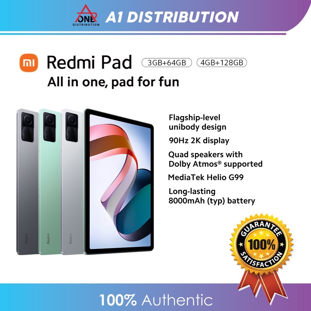 Xiaomi Redmi Pad [ 3GB RAM + 64GB ROM ] [ 4GB RAM + 128GB ROM ] (100% ...