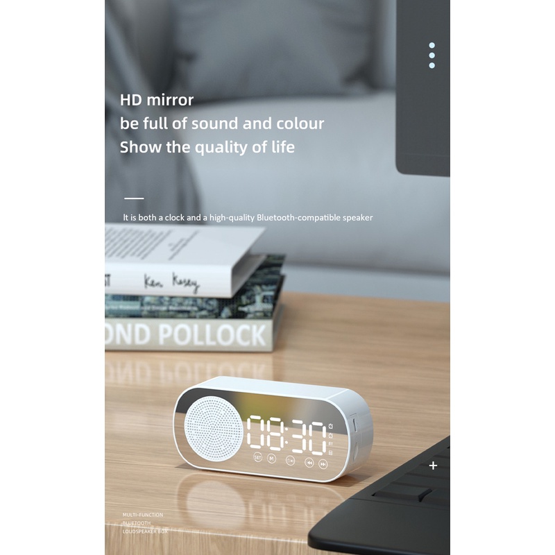 Twitch Z7 Bluetooth Speaker LED Digital Desktop Clock FM Radio Mirror