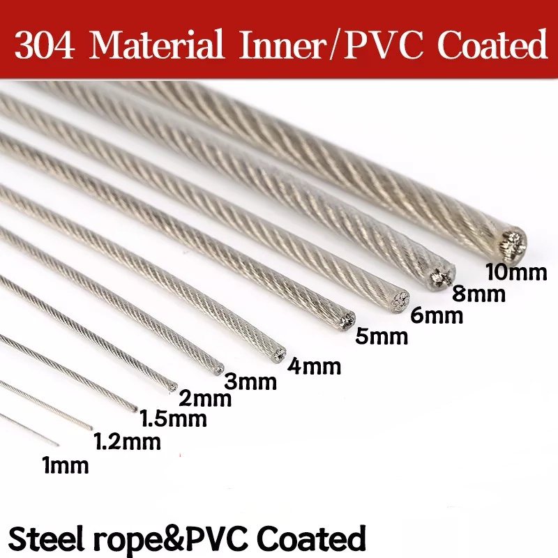 Besdiyart 70 Pcs Garden Wire Rope Kit, 30 PVC Coated 3 304 Stainless
