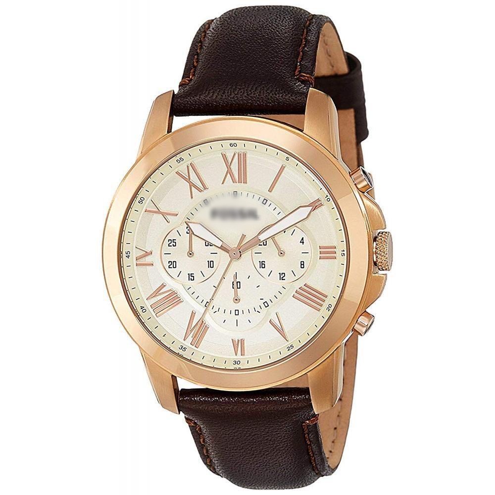 Authentic Men Grant Cream Dial Brown Leather FS4991 Jam Tangan